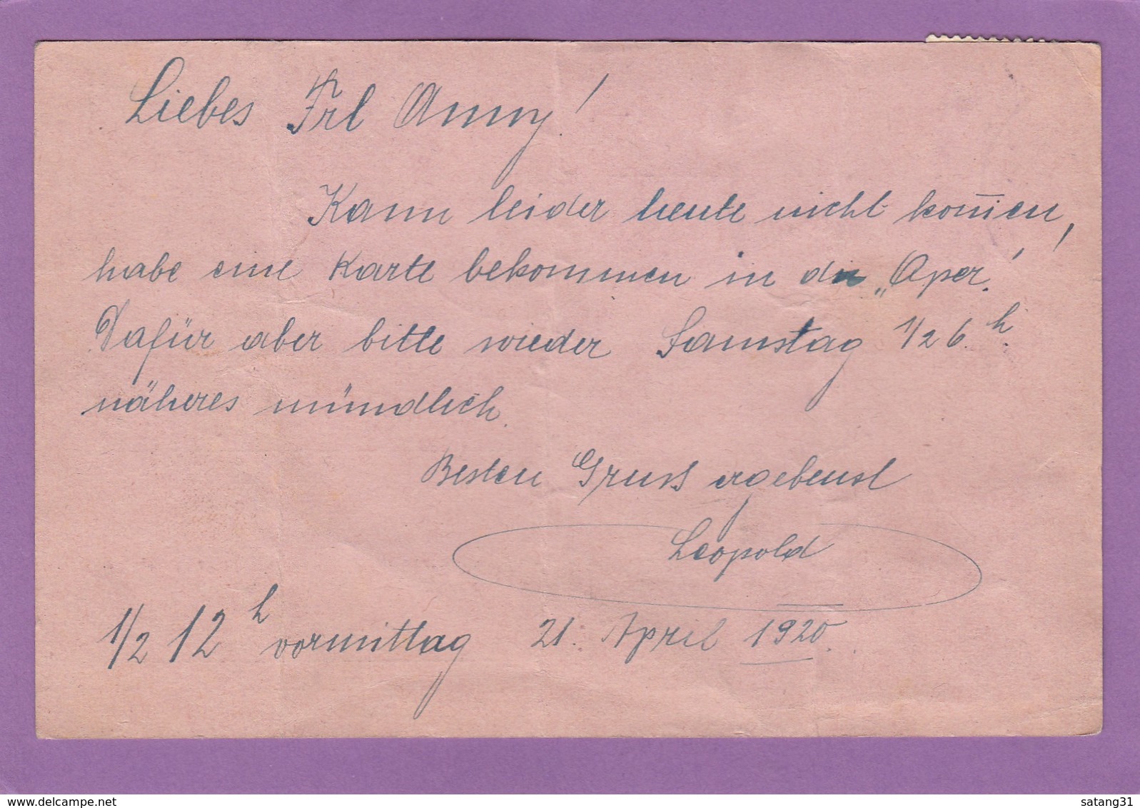 GANZSACHE ALS ROHRPOSTKARTE GELAUFEN. - Lettres & Documents