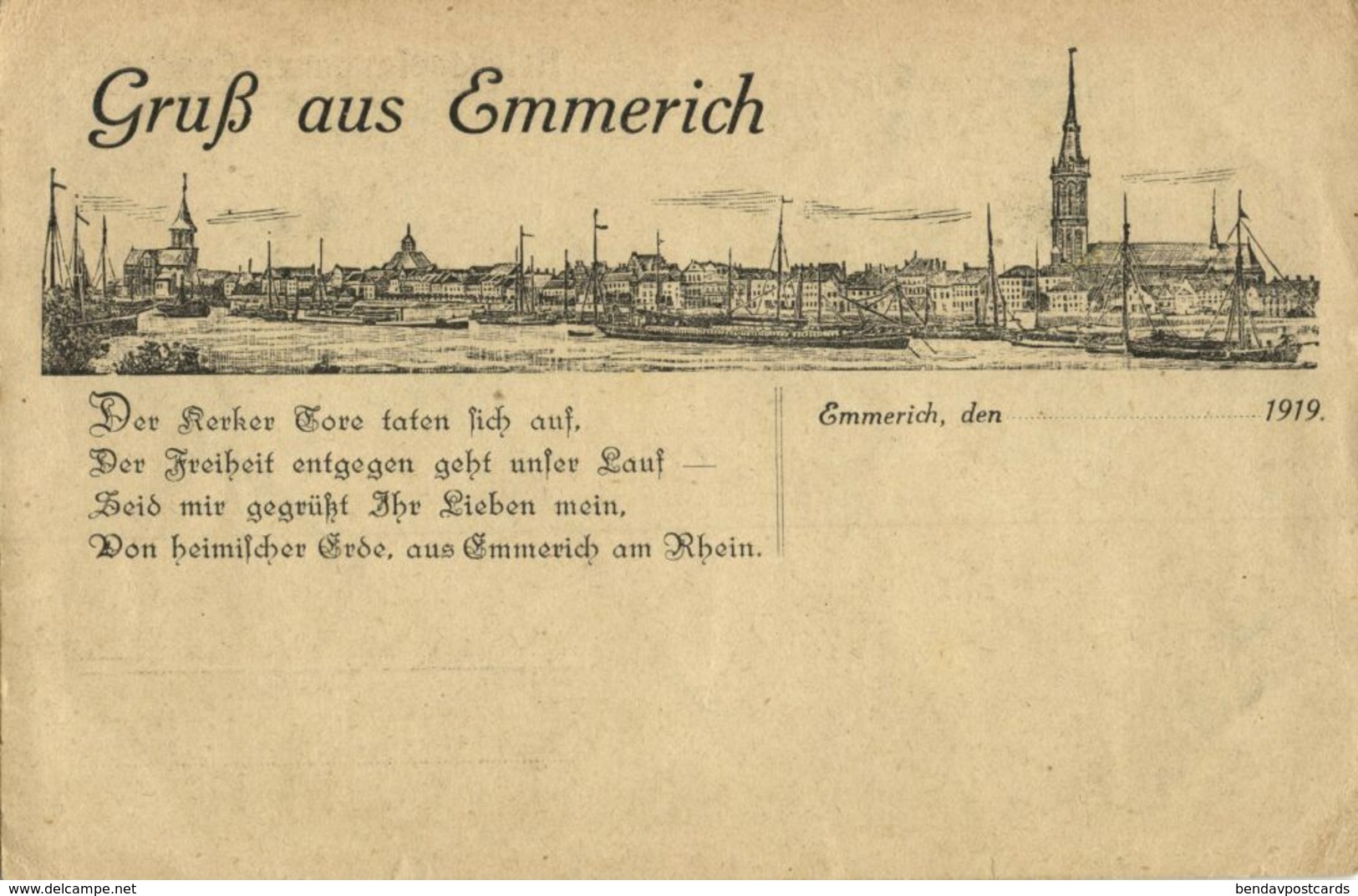 EMMERICH, Panorama (1919) Kriegsgefangenen AK - Emmerich