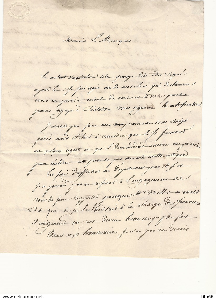 Lac De Pontoise Vers Paris 7 Avril 1837 Pour Le Marquis De Biencourt TAD Type A Bleu Au Verso - 1801-1848: Précurseurs XIX