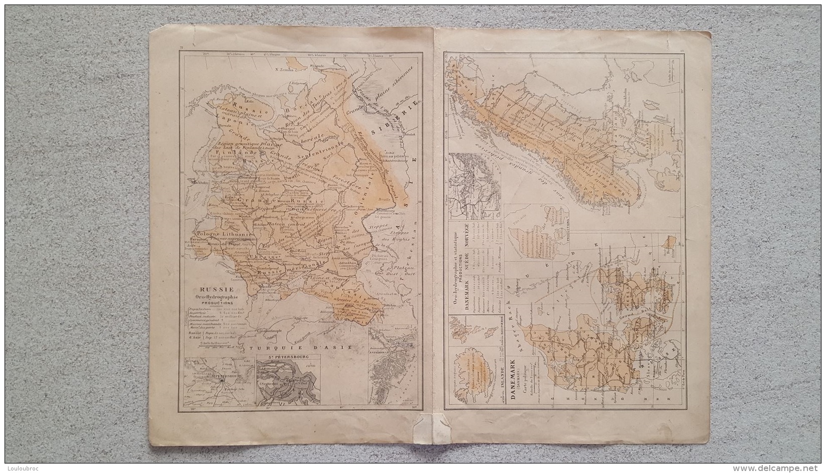 CARTE  DANEMARK SUEDE NORVEGE  ET RUSSIE PLUS  VERSO IMP. LEMERCIER  41 X 31 CM - Geographische Kaarten