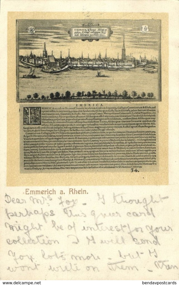 EMMERICH Am Rhein, Embrica (1907) AK - Emmerich