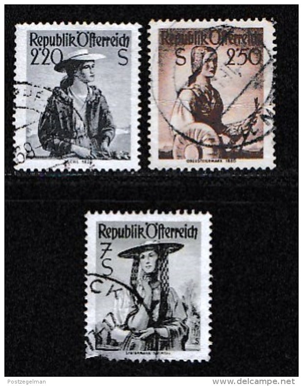 AUSTRIA, 1952, Cancelled Stamp(s) , Provincial Costumes, Mi 978-980,  Scan U15042, - Used Stamps