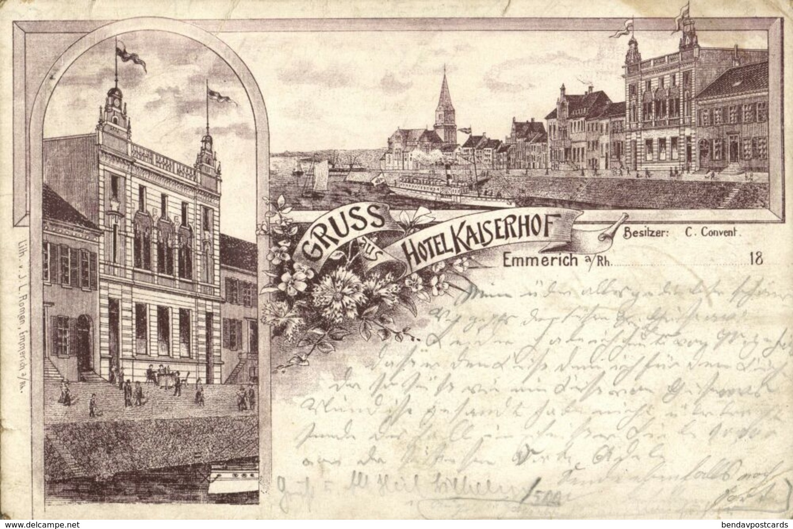 EMMERICH Am Rhein, Hotel Kaiserhof, Besitzer C. Convent (1897) AK - Emmerich