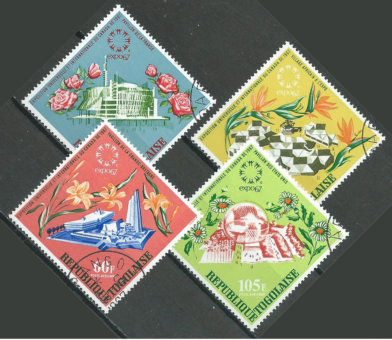 Togo Poste Aérienne YT N°71/74 Exposition Universelle De Montréal 1967 Oblitéré ° - Togo (1960-...)