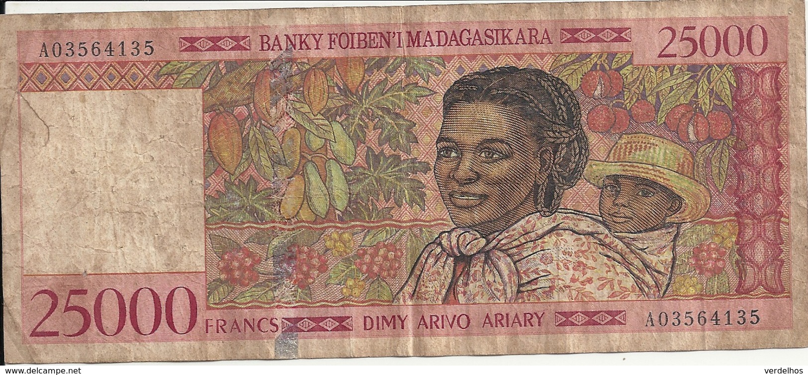 MADAGASCAR 25000 FRANCS ND1998 VG+ P 82 - Madagascar