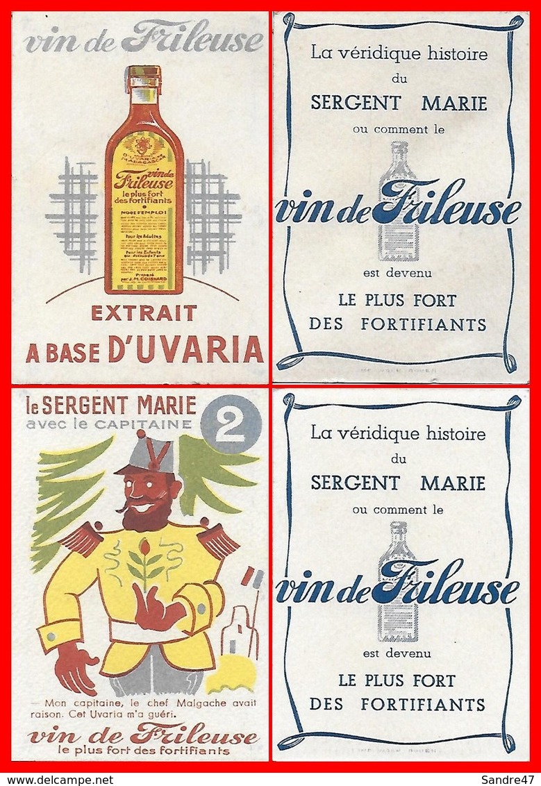 2 CHROMOS. Vin De FRILEUSE.  Le Sergent Marie Avec Le Capitaine / Vin De Frileuse Extrait à Base D'uvaria...H463 - Altri & Non Classificati