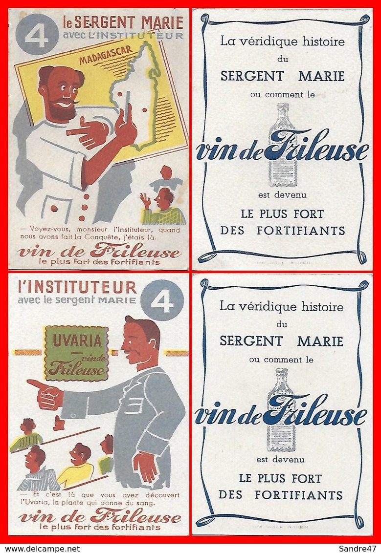 2 CHROMOS. Vin De FRILEUSE.  Le Sergent Marie Avec L'instituteur / L'instituteur Avec Le Sergent Marie...H465 - Altri & Non Classificati