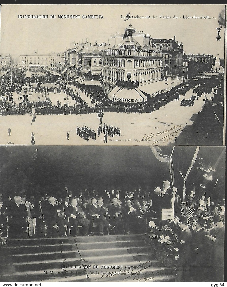 Inauguration Du Monument  Gambetta  6 CPA   1905 - Inaugurations
