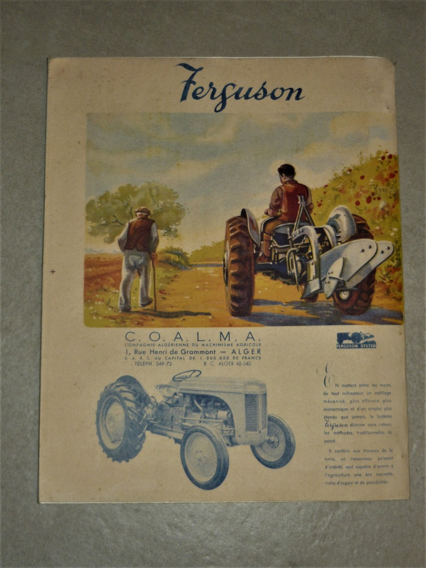 ALGER 1949 Foire De BONE Programme Catalogue Pub Tracteur Renault Ferguson MAP & Divers - Société Algérienne MAMICO ... - Programmi