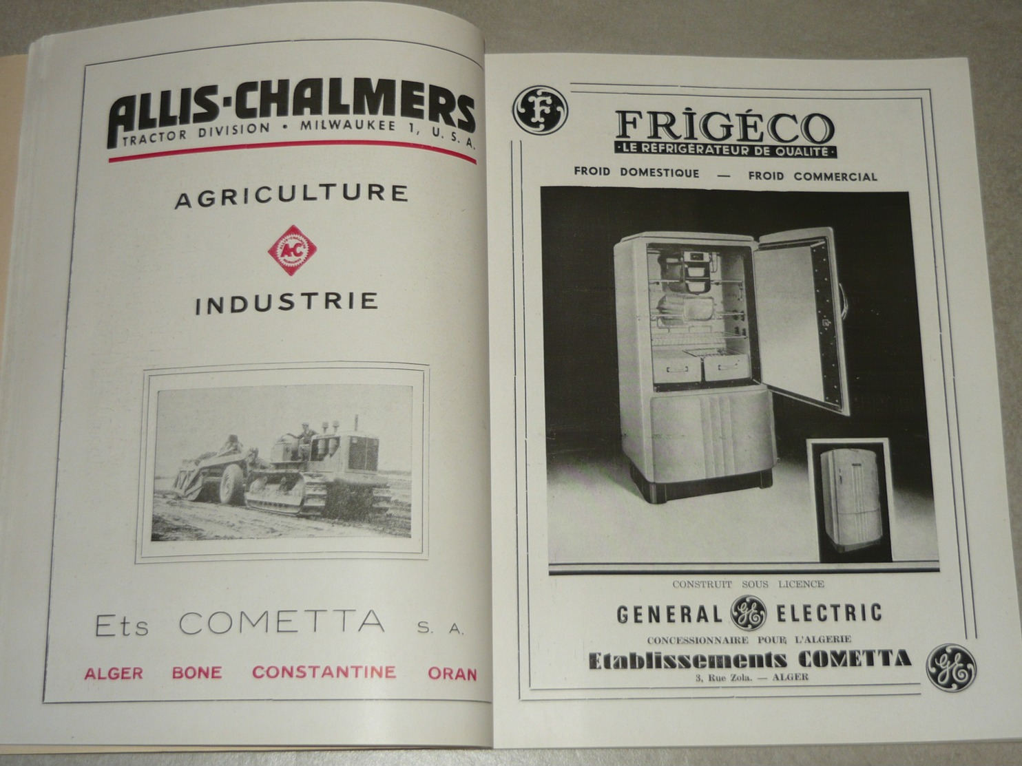 ALGER 1949 Foire de BONE Programme Catalogue Pub Tracteur Renault Ferguson MAP & divers - société Algérienne MAMICO ...