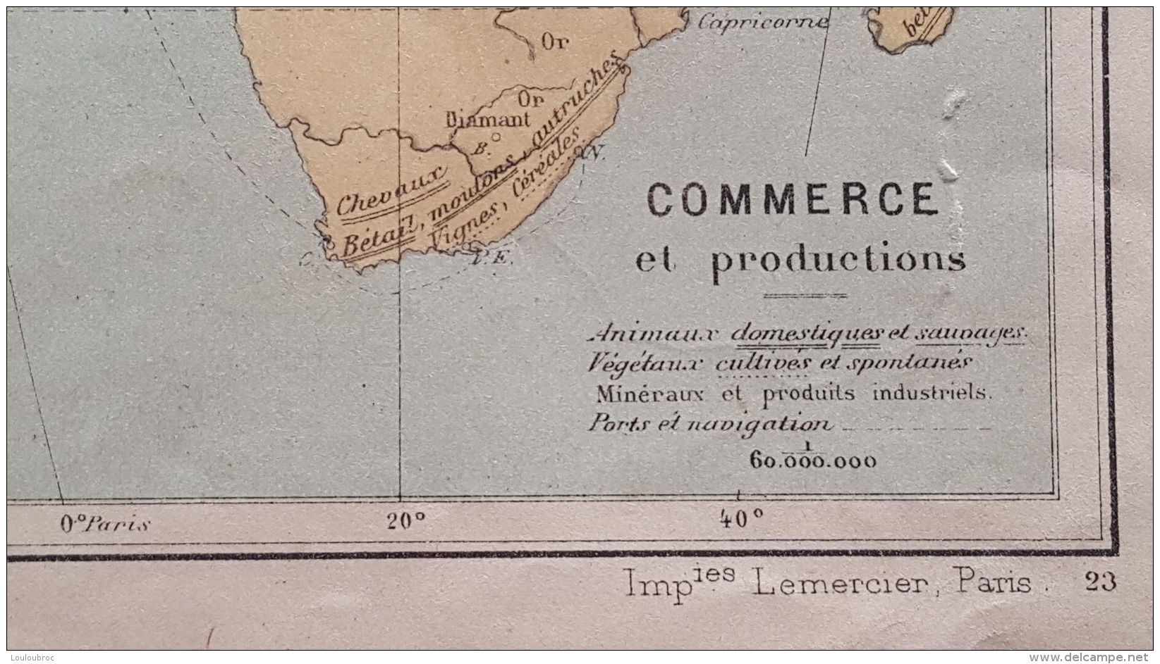 CARTE AFRIQUE MADAGASCAR LA REUNION COMORES BAS CONGO BASSE EGYPTE  RECTO VERSO  IMP LEMERCIER 42 X 31 CM - Cartes Géographiques