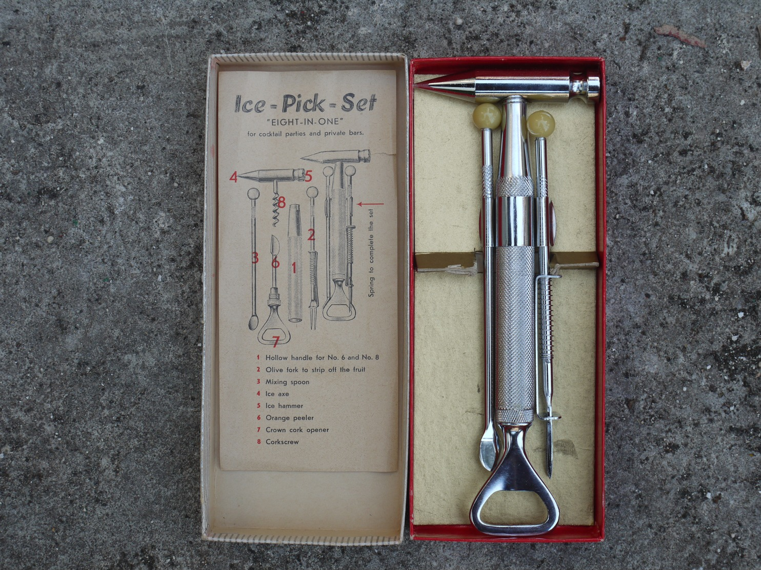 Ustensile De Bar Vintage Ice Pick Set - Apri-bottiglie/levacapsule