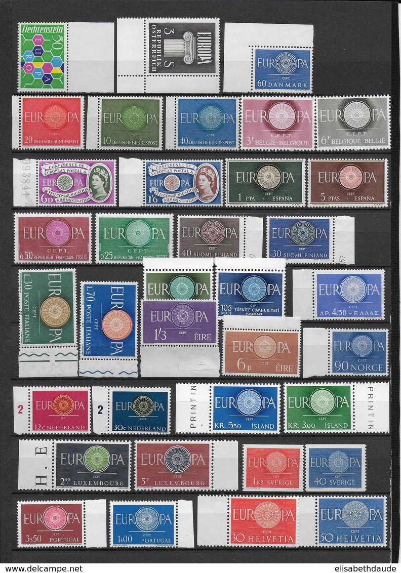 1960 - EUROPA - ANNEE COMPLETE ** - COTE YVERT = 225 EURO - Volledig Jaar