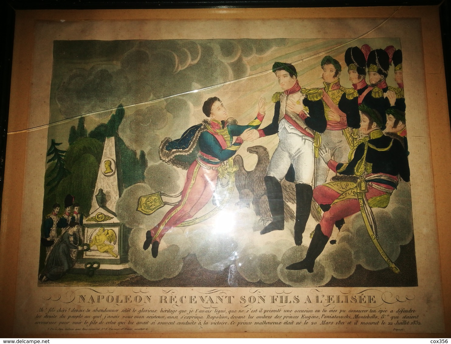 Lithographie Coloriser NAPOLEON Recevant Son Fils à L'Élysée - Litografía