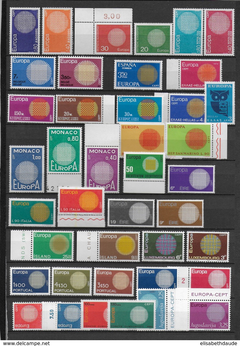 1970 - EUROPA - ANNEE COMPLETE ** - COTE YVERT = 105 EURO - - Années Complètes