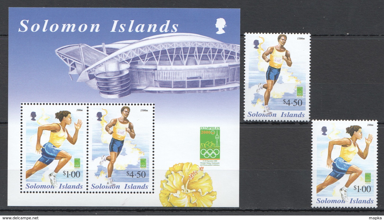 C888 2000 SOLOMON ISLANDS SPORT OLYMPIC GAMES RUNNING 100M 1500M 1BL+1SET MNH - Zomer 2000: Sydney