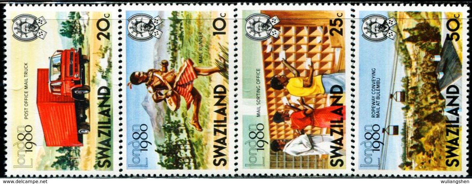 BV0764 Swaziland 1980 Postal Exhibition, Postal Sorting, Etc. 4V MNH - UPU (Wereldpostunie)