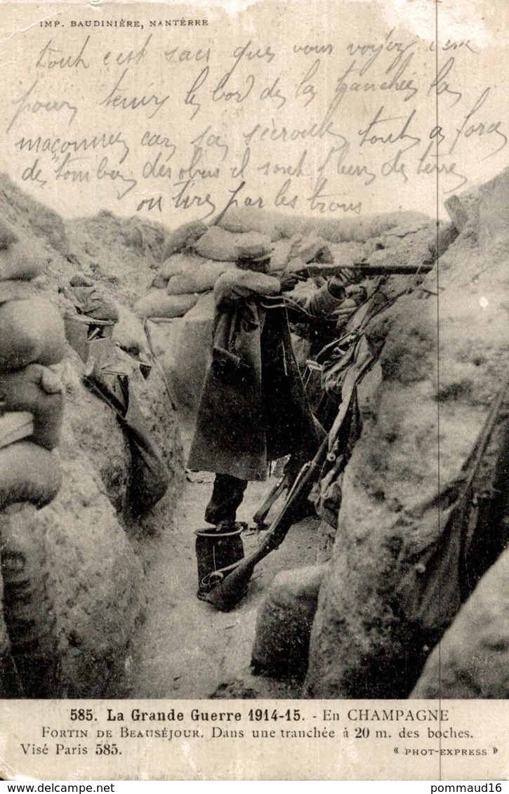 CPA Fortin De Beauséjour Dans Une Tranchée à 20 M Des Boches - La Grande Guerre 1914-15 En Champagne - Guerre 1914-18