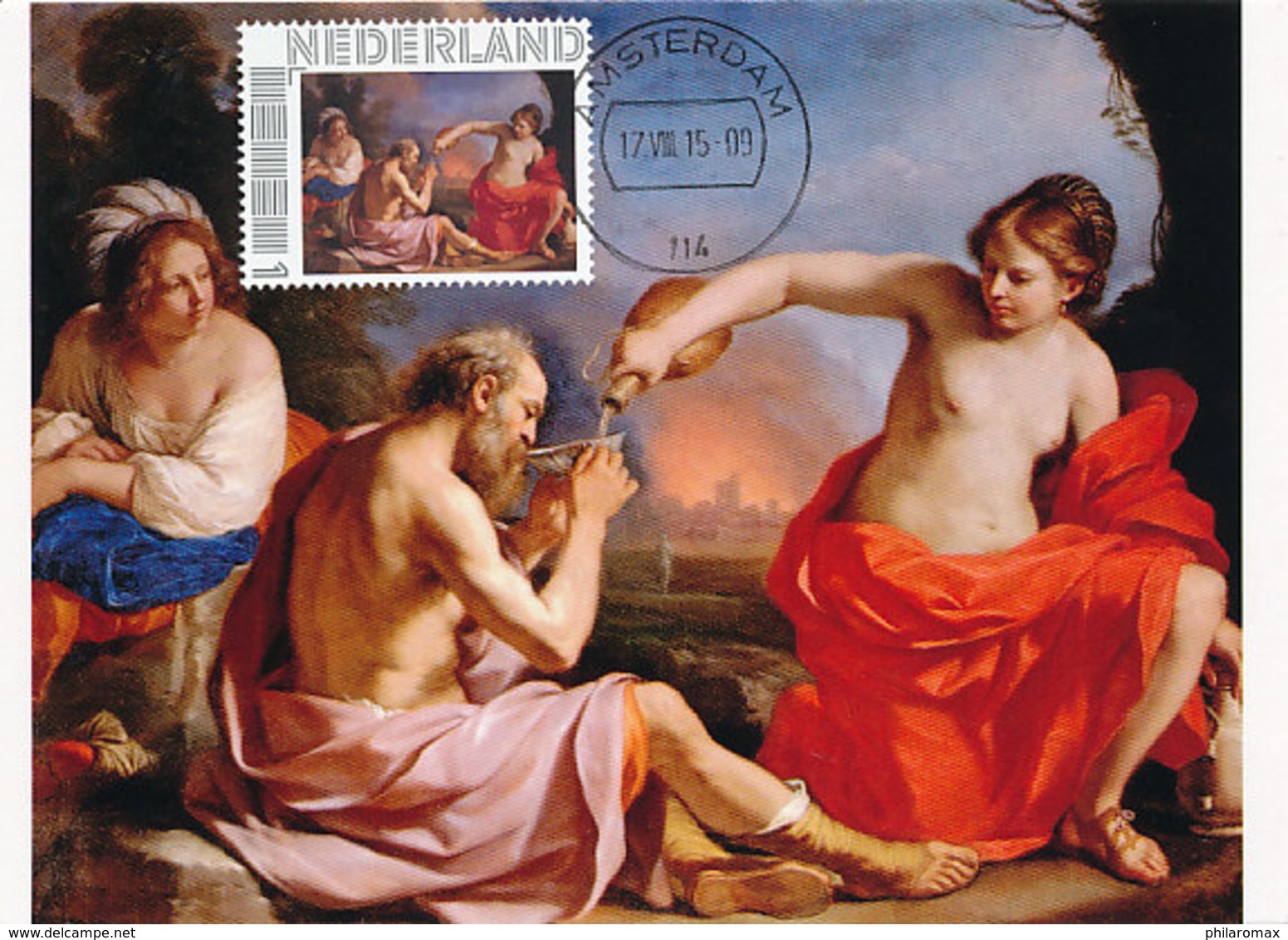 D35016 CARTE MAXIMUM CARD 2015 NETHERLANDS - LOT AND HIS DAUGHTERS BY GUERCINO - NUDE - CP ORIGINAL - Nudes