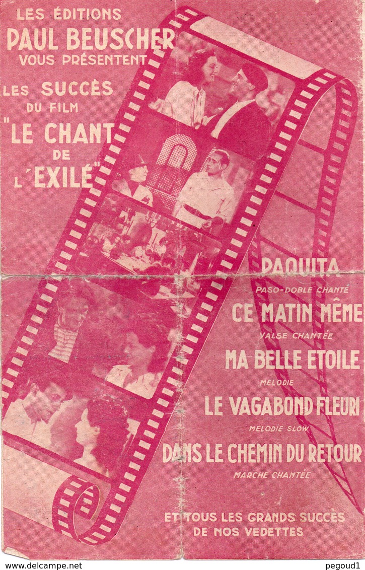 PARTITION MUSIQUE.FILM LE CHANT DE L'EXILE.BEUSCHER.PAQUITA.  Achat Immédiat - Partitions Musicales Anciennes