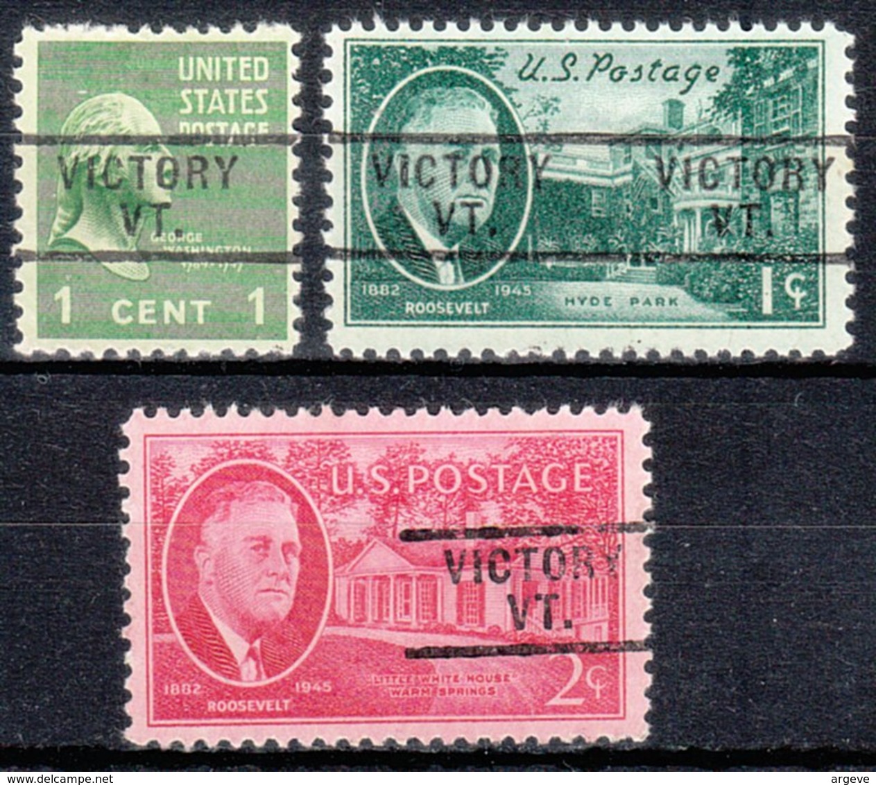 USA Precancel Vorausentwertung Preo, Locals Vermont, Victory 729, 3 Diff. Commemorative Stamps - Vorausentwertungen