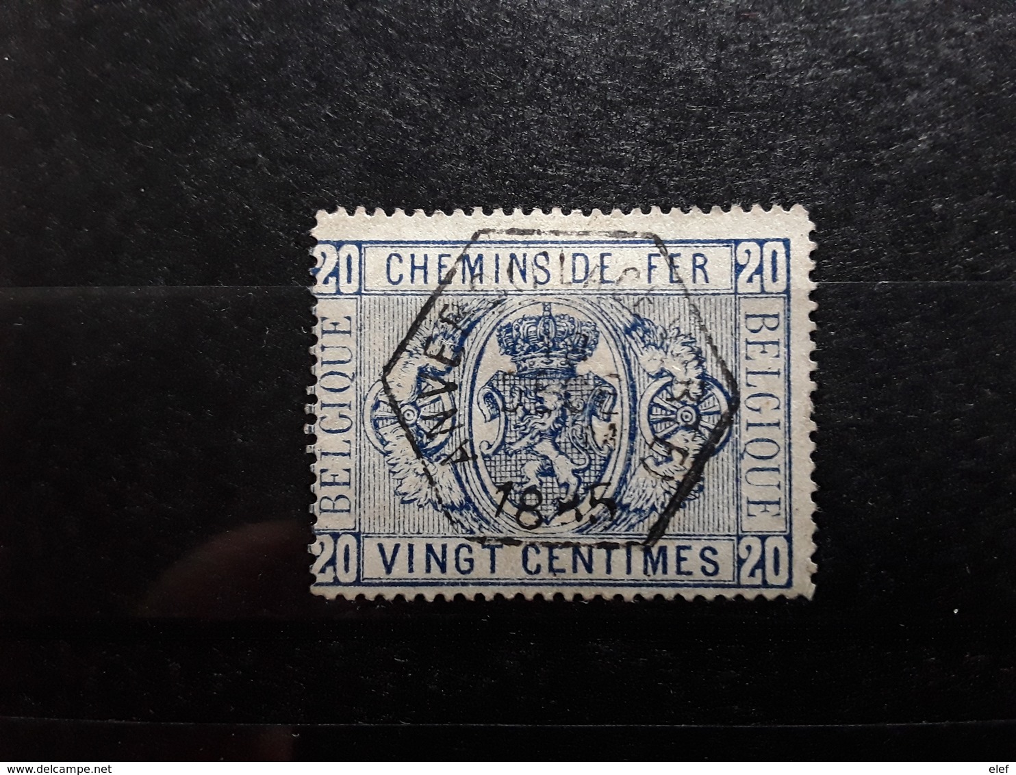 BELGIQUE Chemin De Fer 1879, Yvert N ° 2, 20  C Bleu Obl ANVERS PLACE VERTE    TTB - Used