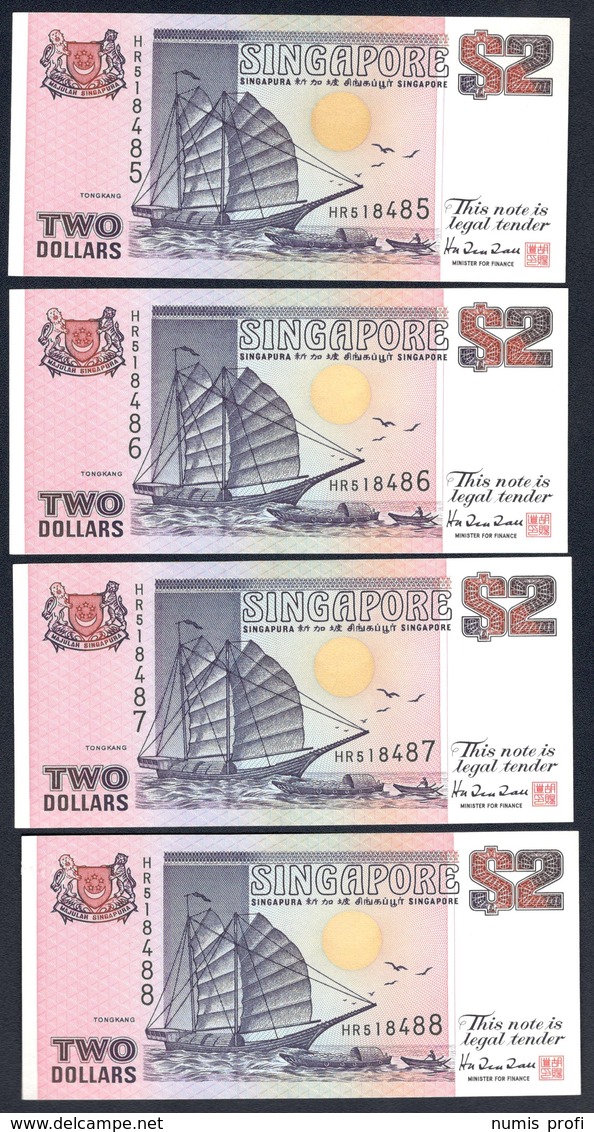 Singapore - 2 Dollars 1992 - P28 X 4 Pcs. Consecutive Serial Nr. - Singapore