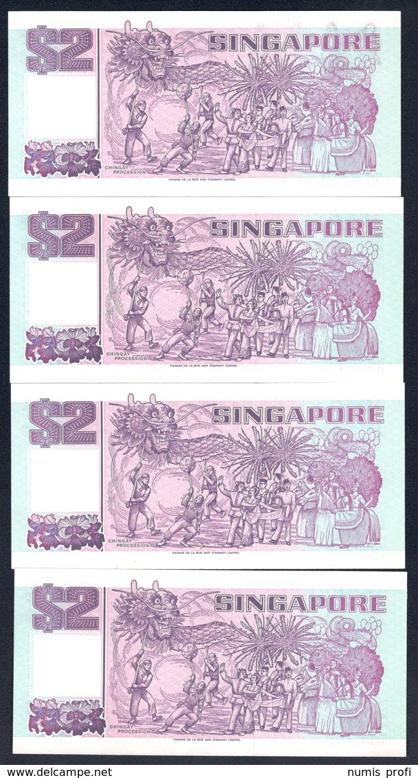 Singapore - 2 Dollars 1992 - P28 X 4 Pcs. Consecutive Serial Nr. - Singapour