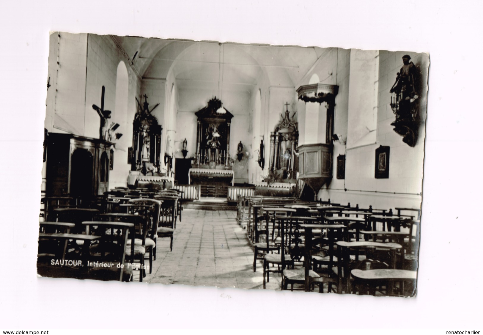 Sautour.Intérieur De L'église.Expédié à Villers-POteries. - Profondeville