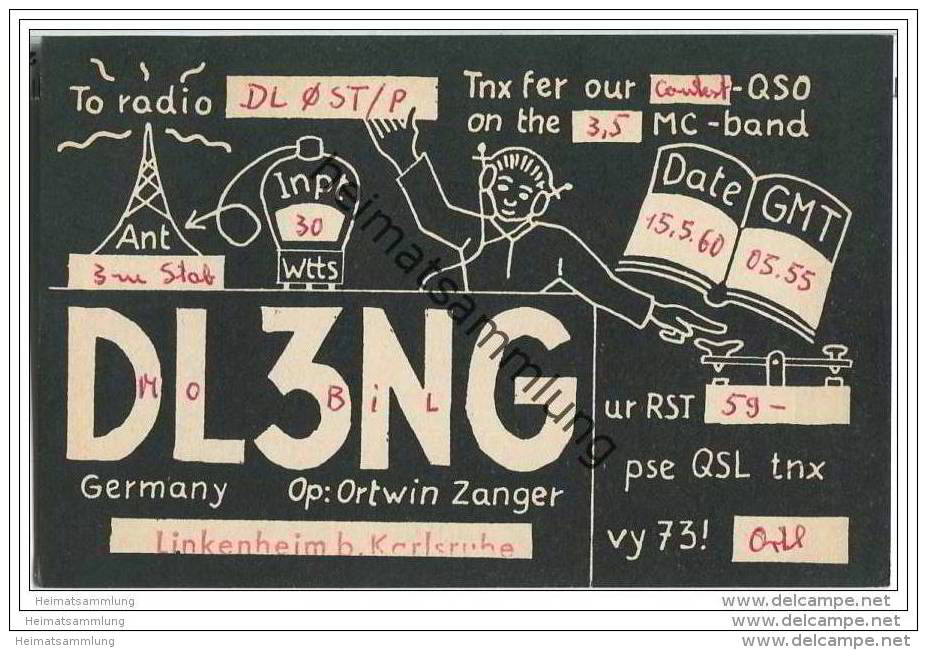 QSL - Funkkarte - DL3NG - Linkenheim Bei Karlsruhe - 1960 - Amateurfunk