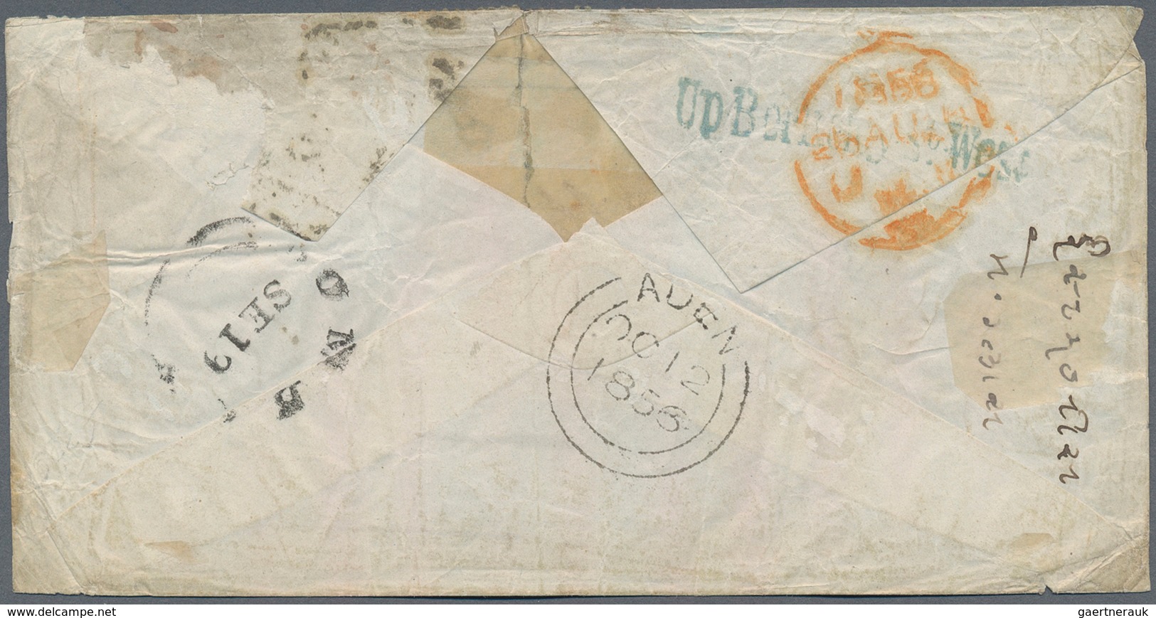 Aden: 1856 Cover From London To A Lieutnant Serving In The Bombay Artillery, Re-directed To Aden, Wi - Aden (1854-1963)