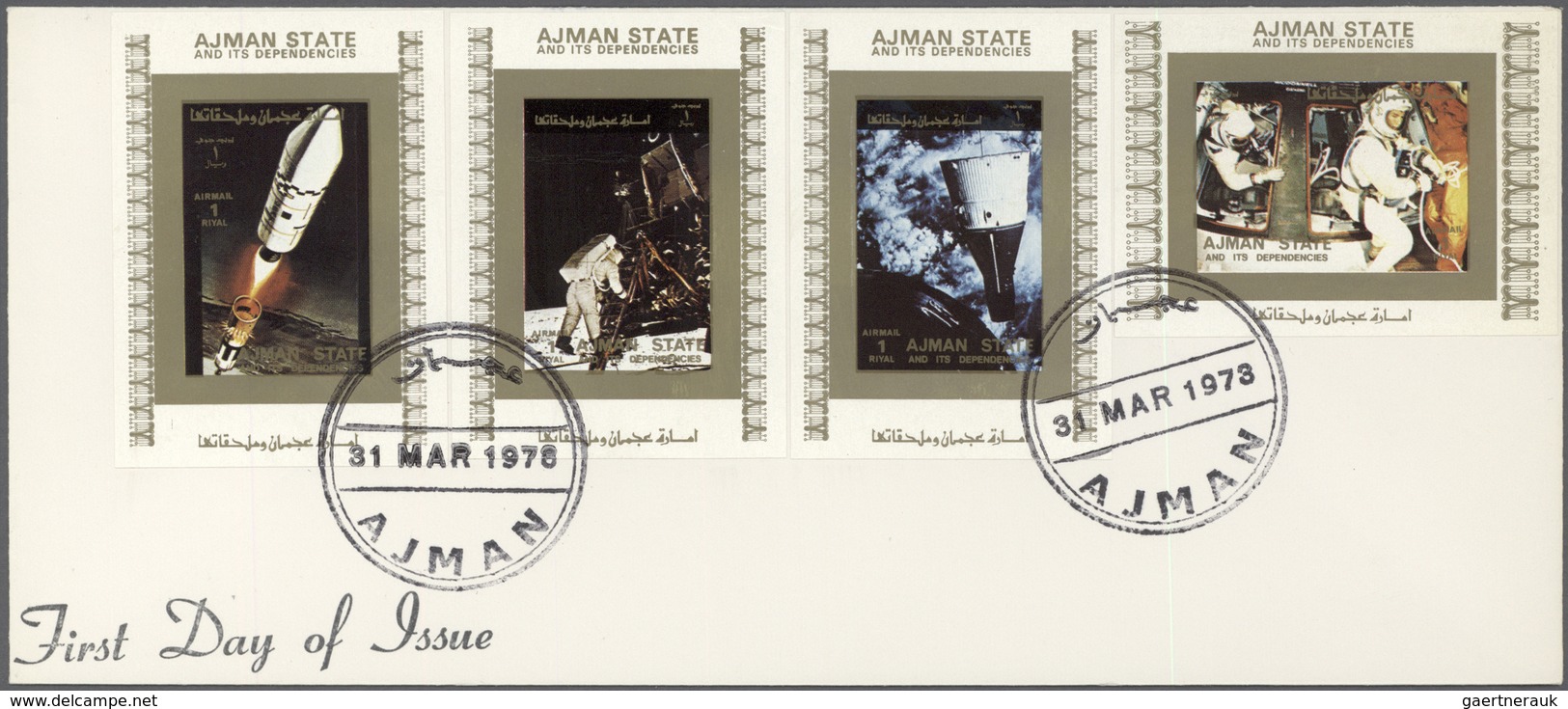 Adschman / Ajman: 1973, U.S. Space Achievements, Complete Set Of 16 De Luxe Sheets Perf./imperf. Eac - Adschman