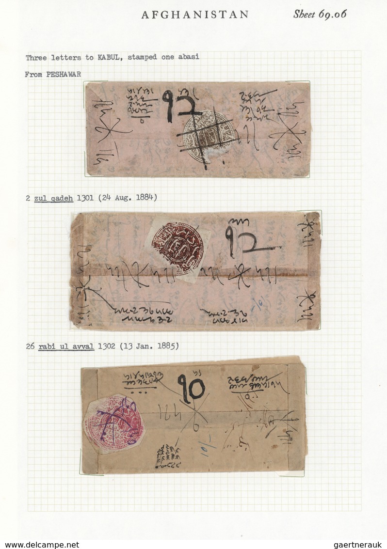 Afghanistan: 1880's: Six Native Covers (one Back Only) All Franked 1 Abasi (various Colors) Of 1881/ - Afghanistan