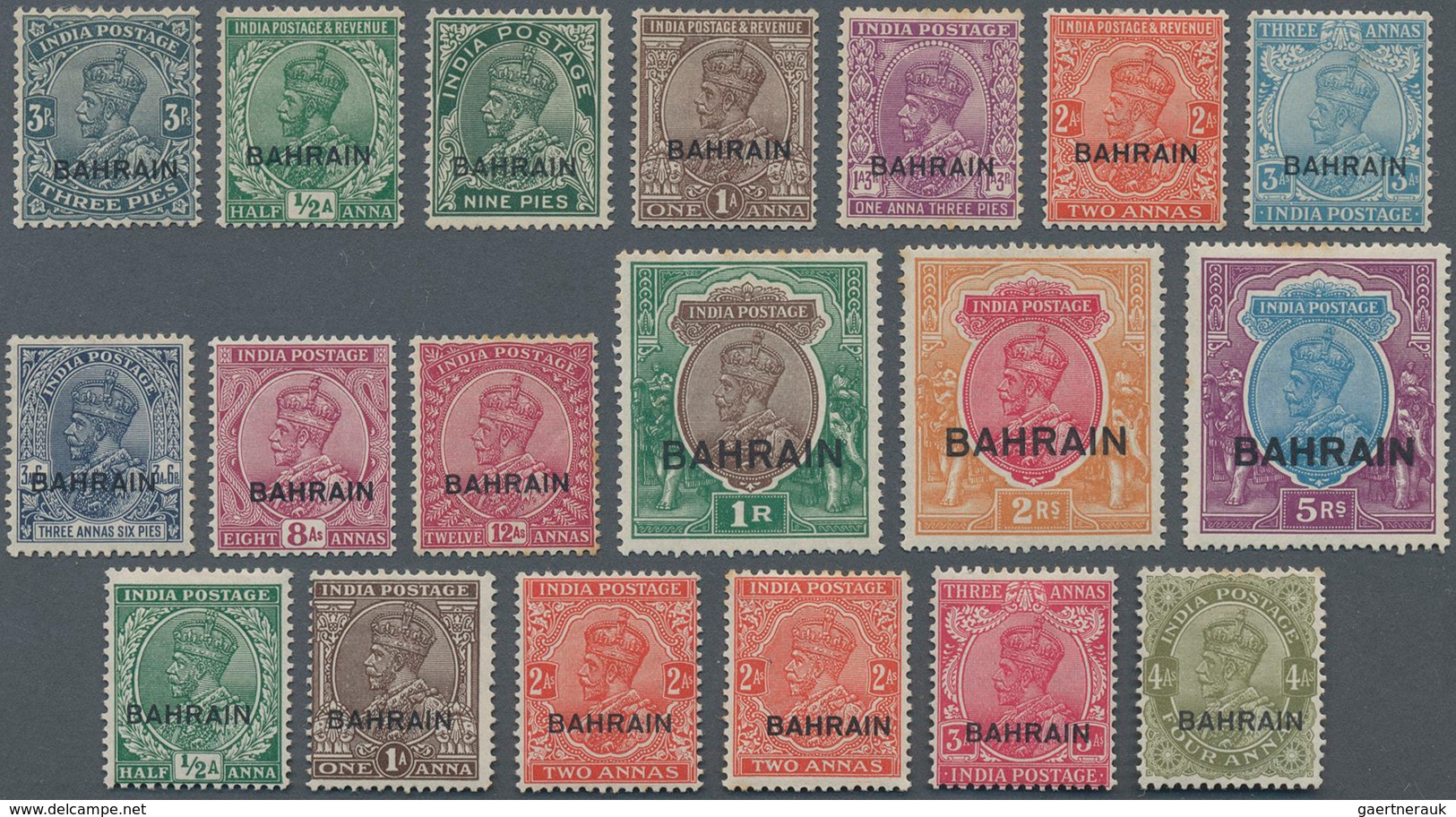 Bahrain: 1933-37 KGV. Set Plus 1934-37 Additions, Complete Except 1933 4a. (= 19 Stamps), Mint Light - Bahrain (1965-...)