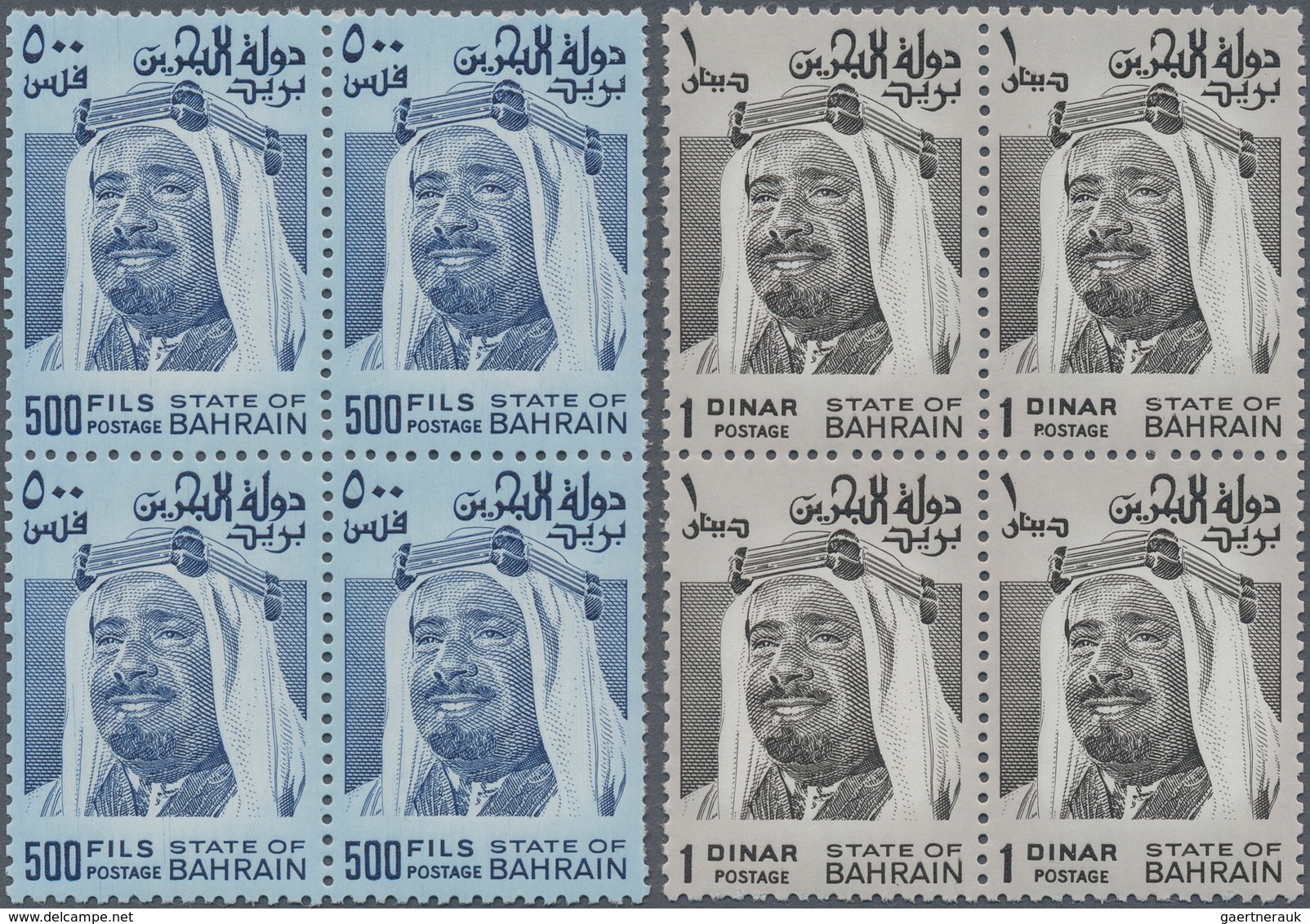Bahrain: 1976-80 'Sheikh Isa' Definitives, Complete Set Of Six BLOCKS OF FOUR, From 300f. To 3d., Mi - Bahrein (1965-...)