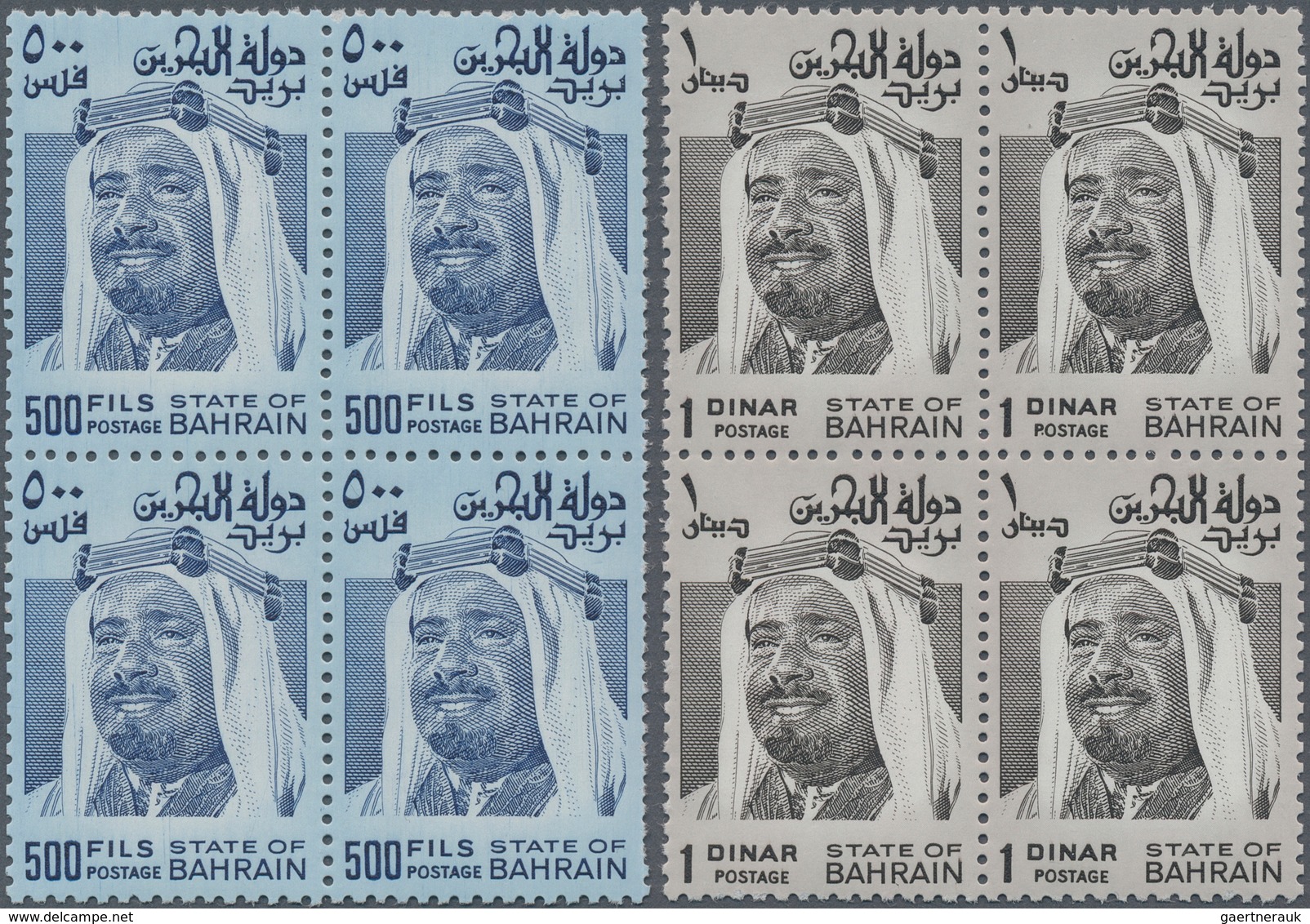 Bahrain: 1976-80 'Sheikh Isa' Definitives, Complete Set Of Six BLOCKS OF FOUR, From 300f. To 3d., Mi - Bahreïn (1965-...)