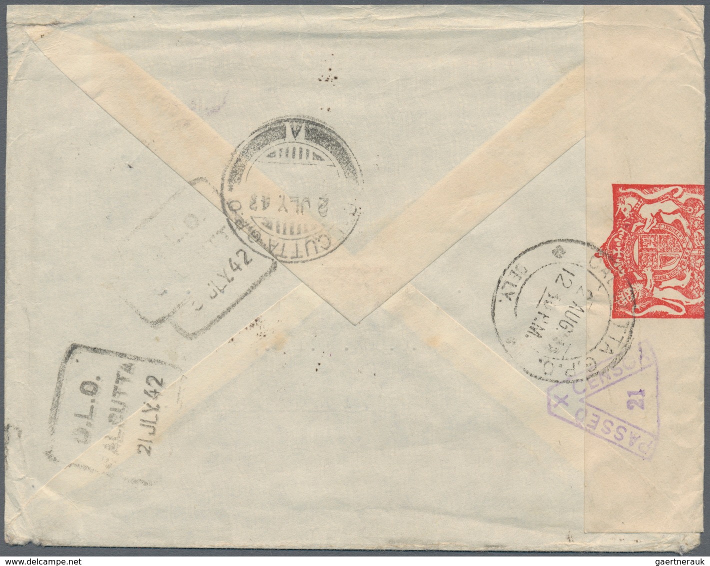 Birma / Burma / Myanmar: 1941, Service Suspended Mail To Singapore: KGV 2 Sh. 6d With Perfin "EAC" ( - Myanmar (Burma 1948-...)