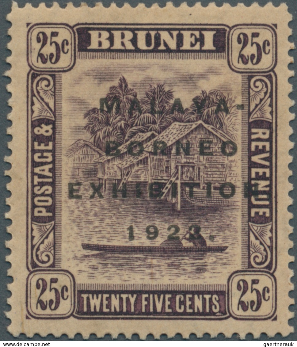 Brunei: 1922, Malaya-Borneo Exhibition 25c. Deep Dull Purple With REVERSED Watermark, Mint Hinged Wi - Brunei (1984-...)