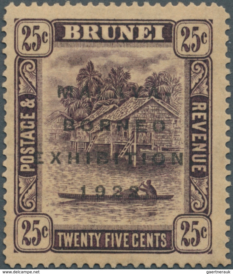 Brunei: 1922, Malaya-Borneo Exhibition 25c. Deep Dull Purple With REVERSED Watermark And Additional - Brunei (1984-...)