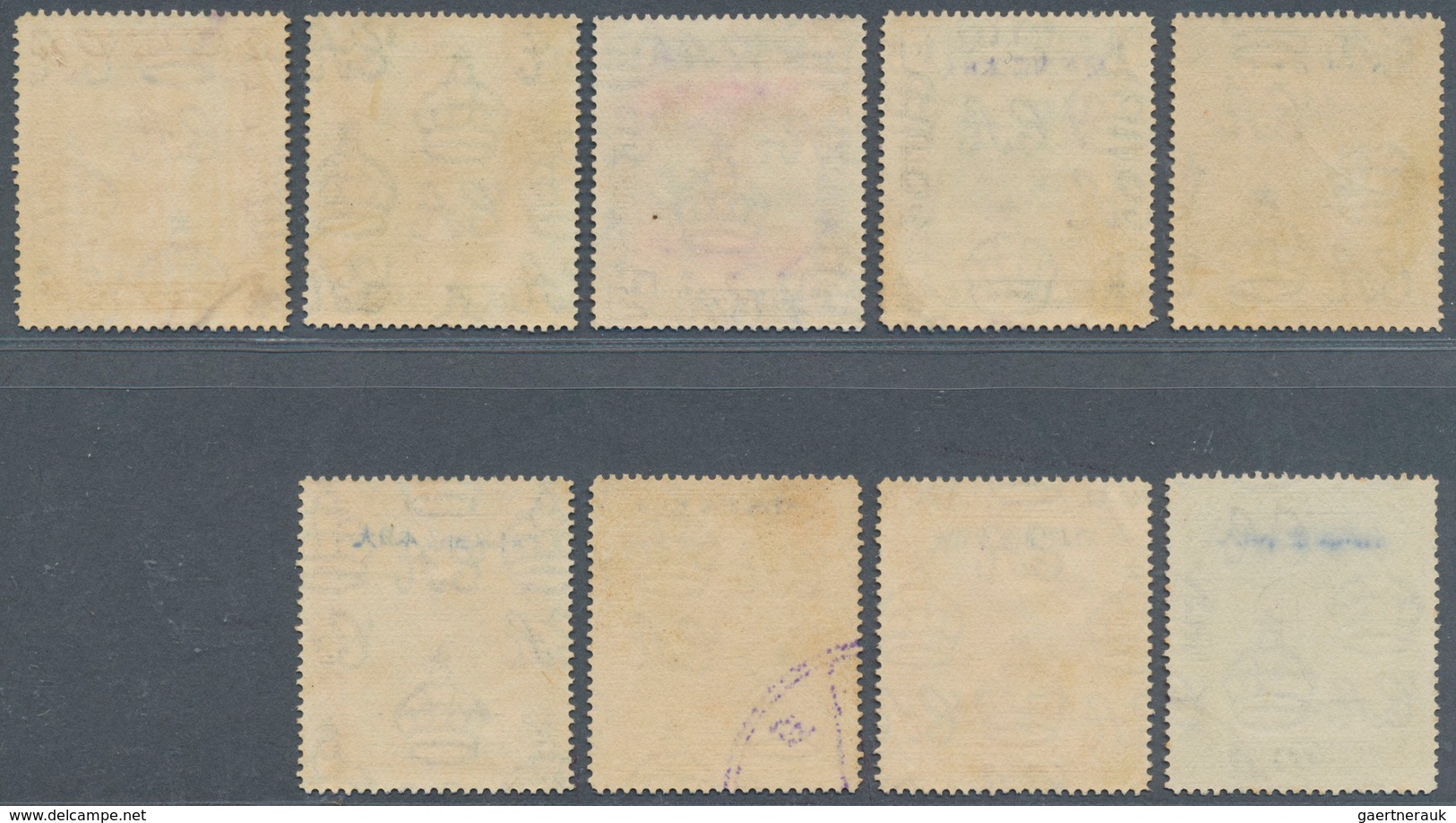 Brunei: Japanese Occupation, 1942, 1 C. With Violet Ovpt. (2), With Red Ovpt., 2 C. Green, 2 C. Oran - Brunei (1984-...)