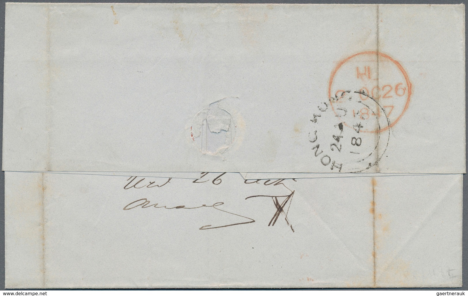 China: 1847, Folded Envelope Dated Canton 13 July Via "HONG KONG 24 JU 1847" And Endorsed "via South - 1912-1949 Republik