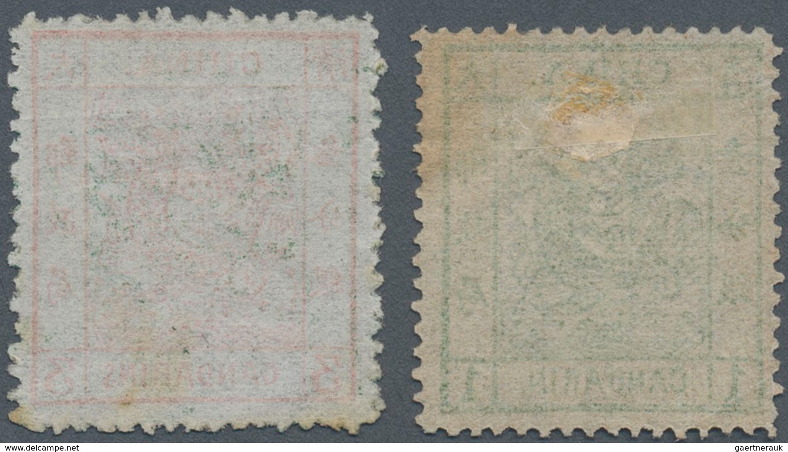 China: 1882, Large Dragon Thin Paper 1 Ca. Green Resp. 3 Ca. Brownish Red, Unused No Gum (Michel Cat - 1912-1949 République