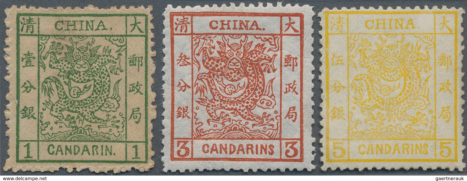 China: 1883, Large Dragon Thick Paper Set, Unused Mounted Mint (Michel Cat. 2600.-). - 1912-1949 République