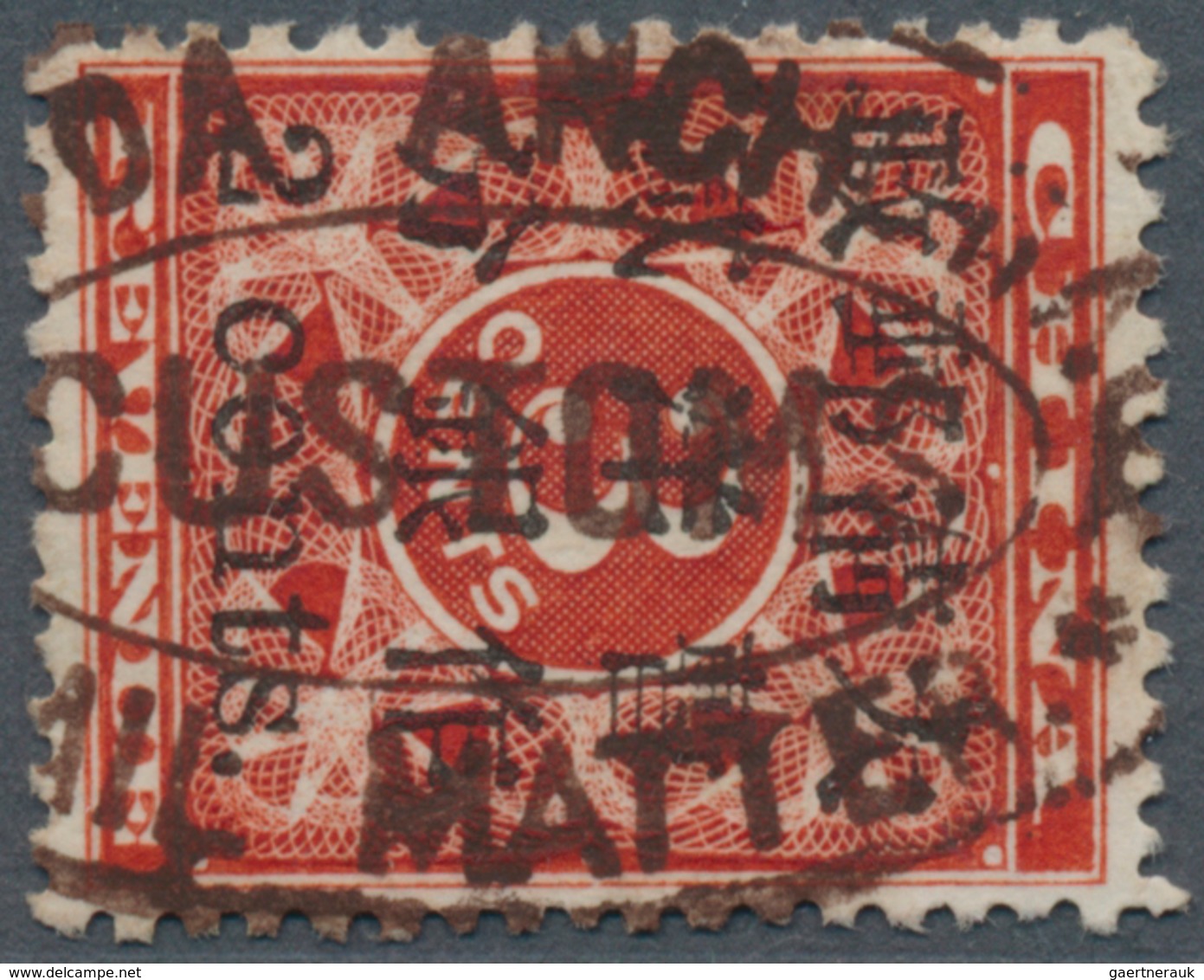 China: 1897, Red Revenue 2 Cents Canc. Brown Oval "(M)AIL MATTER / CUSTOMS / (PAG)ODA ANCHORA(GE), R - 1912-1949 Republik