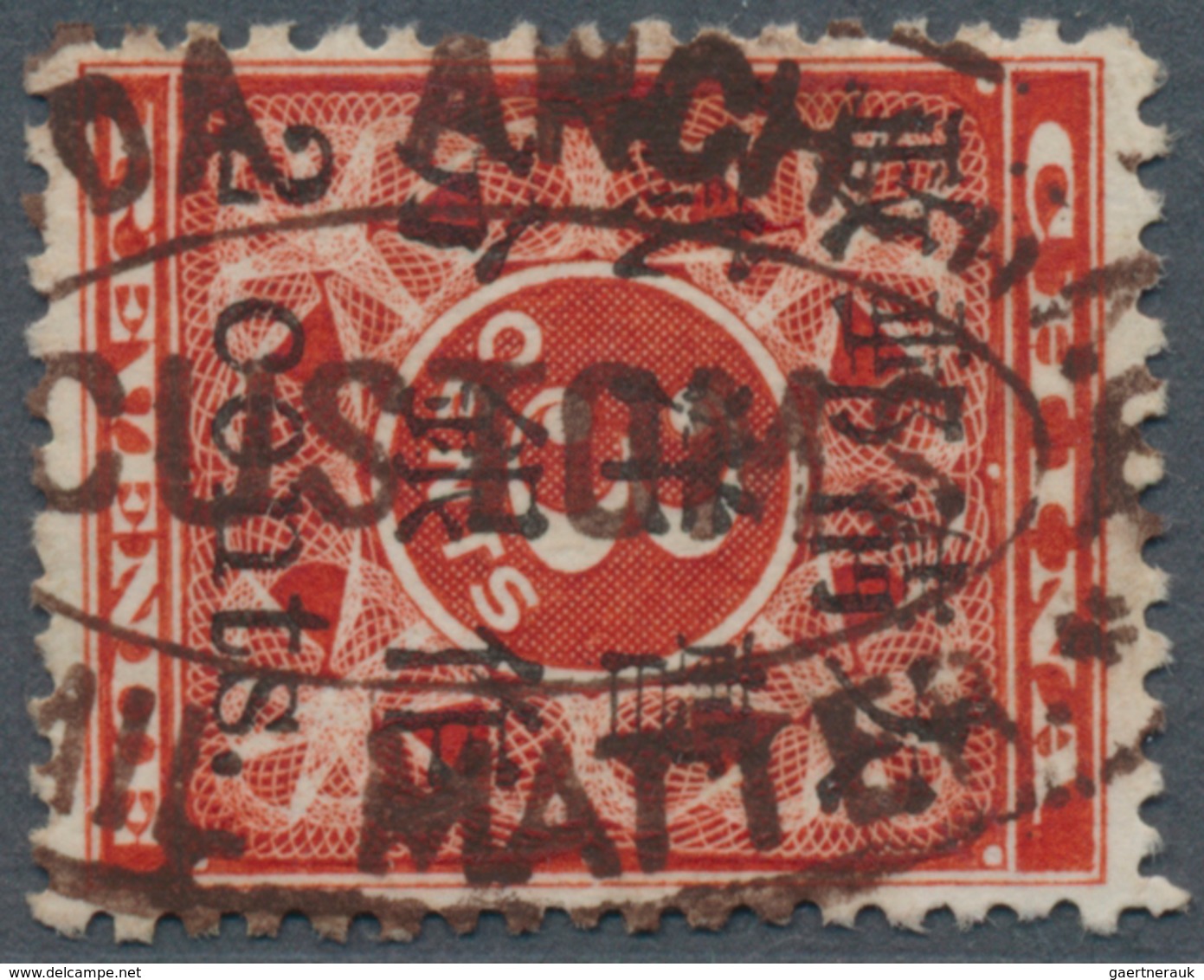 China: 1897, Red Revenue 2 Cents Canc. Brown Oval "(M)AIL MATTER / CUSTOMS / (PAG)ODA ANCHORA(GE), R - 1912-1949 Republic