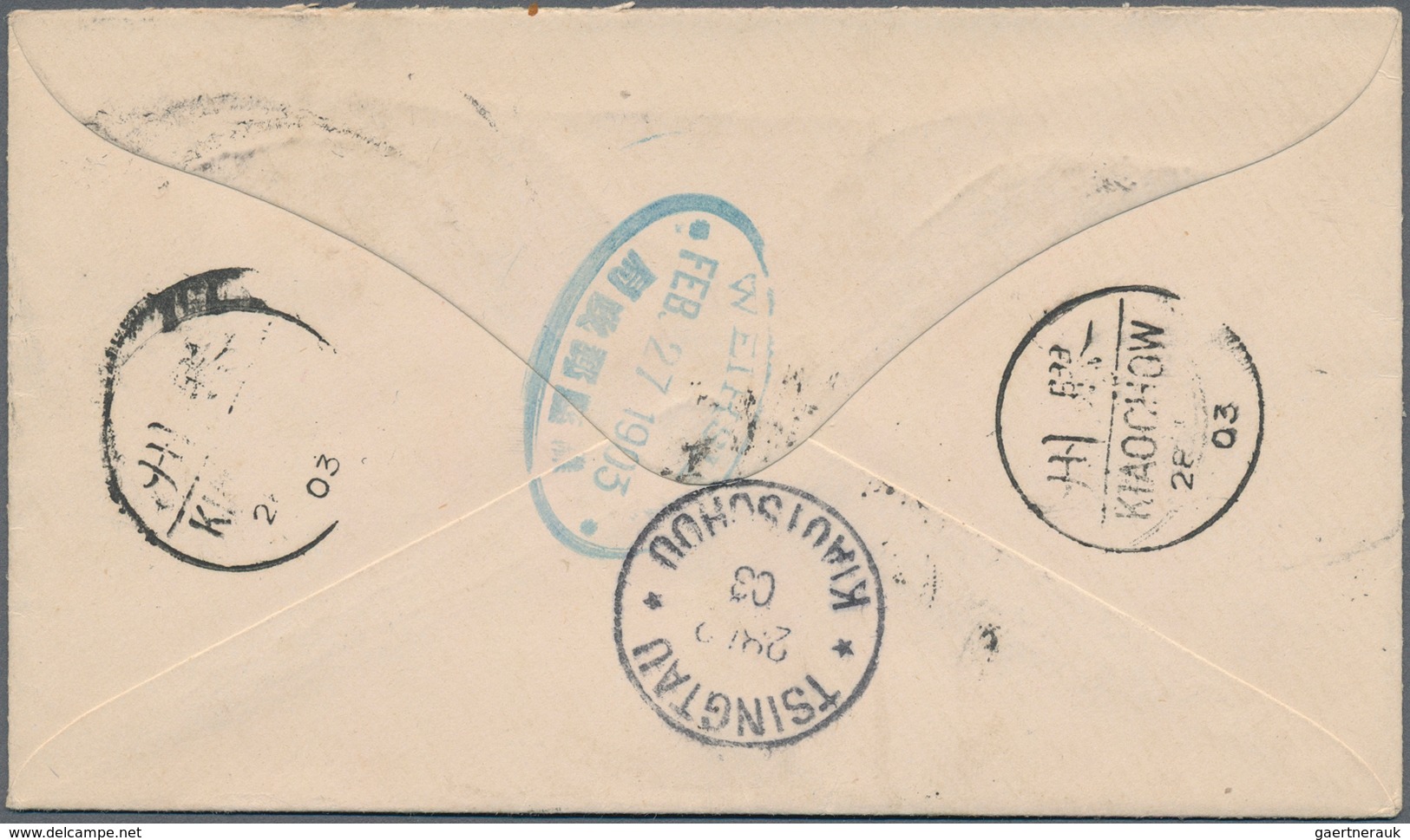 China: 1902, Coiling Dragon 2 C. Carmine (horizontal Pair) Tied Sun & Moon Postmark "Tsingchow P.o." - 1912-1949 République