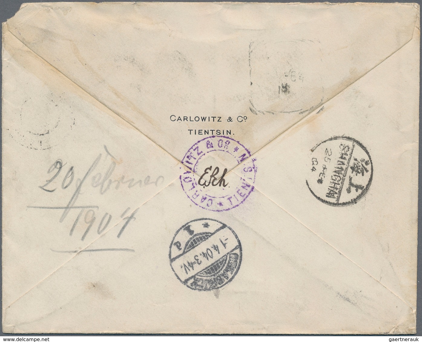 China: 1902, Carp 20 C., 30 C. Tied Bisected Bilingual "TIENTSIN 20 FEB 04" To Registered Cover Via - 1912-1949 République