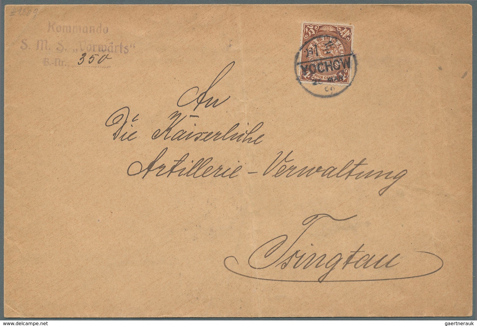 China: 1902, Coiling Dragon 4 C. Brown Tied Clear "YOCHOW 26 MAR 06" To Envelope (crease,toning) To - 1912-1949 Republik