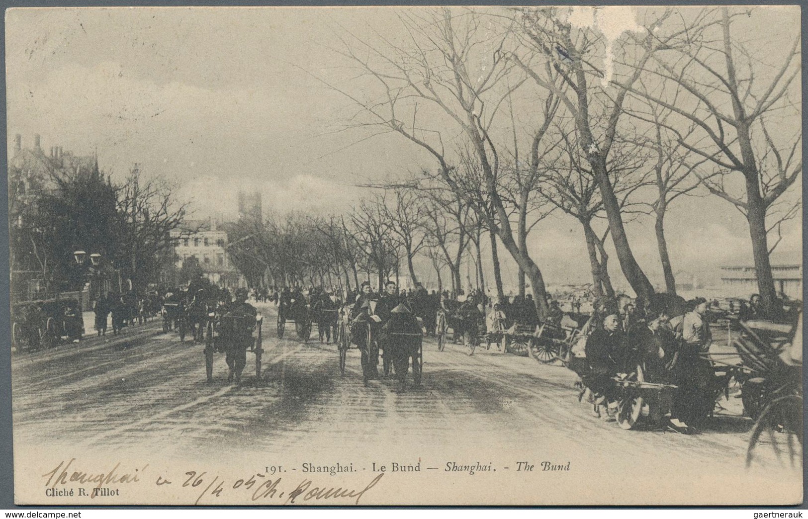 China: 1905, Pair 2 C. "coiling Dragon" On Picture Card Showing "SHANGHAI - The Bund" With Many Peop - 1912-1949 Republic