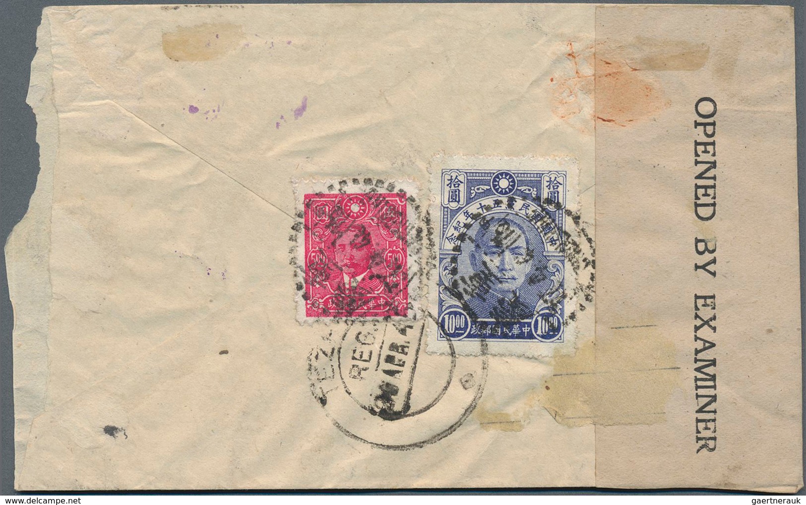 China: 1945 Two Censored Registered Covers From Chungking To Tezpur, Assam, India, One Also Air Mail - 1912-1949 Republik